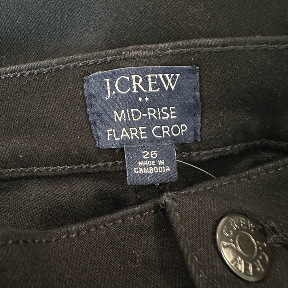 J. Crew Factory Jeans Womens Mid Rise Flare Crop Black All-day Stretch Sz 26 NEW - Picture 7 of 8